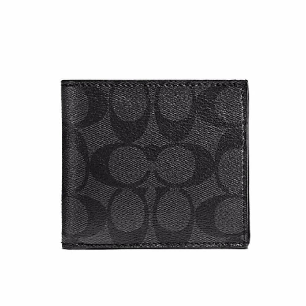 Coach Men's F75006 Charcoal Black Coin Case Signature Wallet